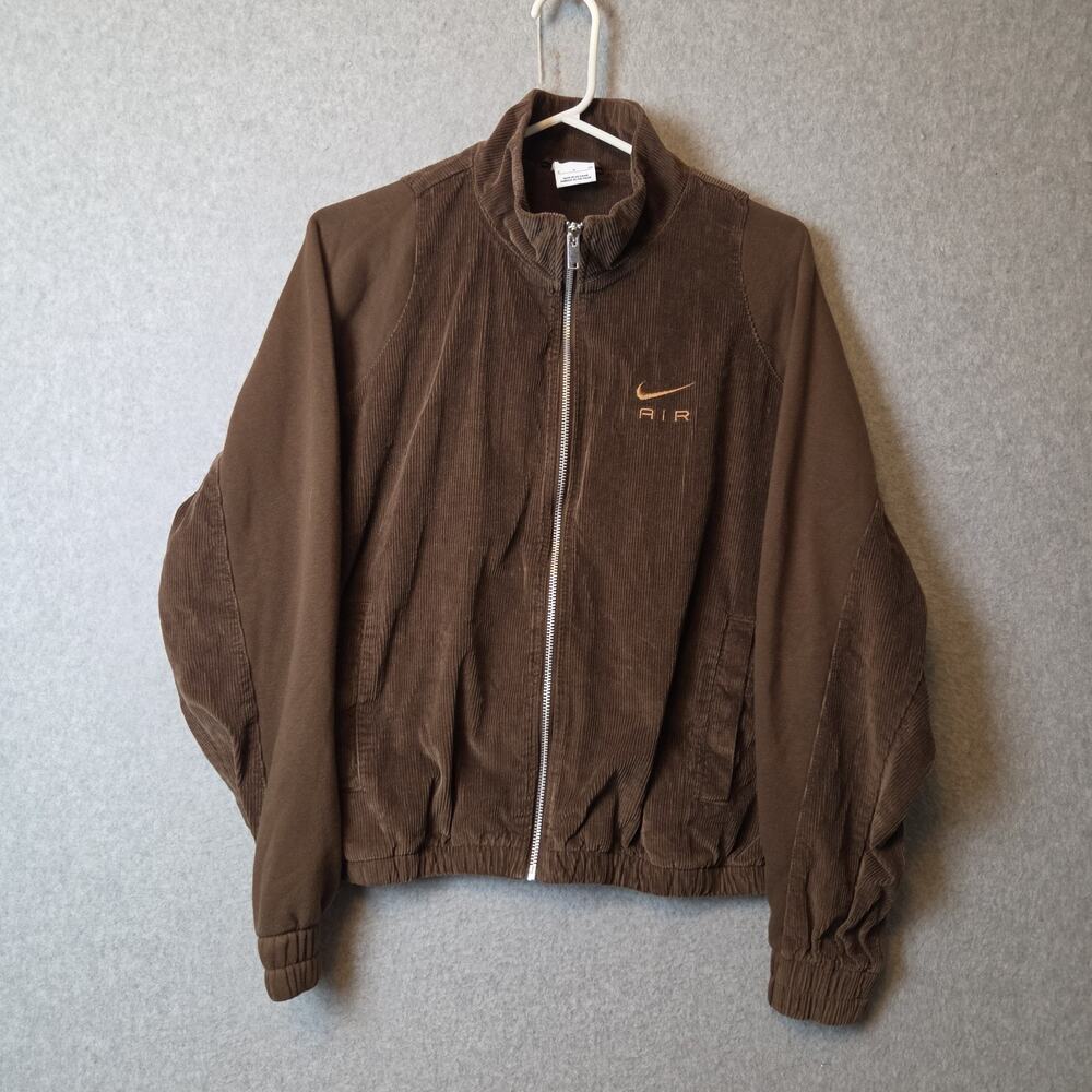 Nike Air Brown Corduroy Fleece LS Zip Up Retro Jacket Women's Small